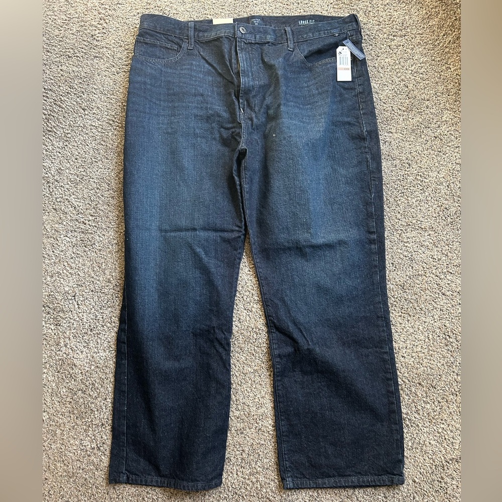 Nautical loose fit dark denim men’s jeans 42x30